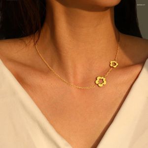 Catene collane in acciaio inossidabile simpatici piccoli ciondoli di fiori girocollo Clavicle Chain Temperament Everyday Wear Collana per le donne gioielli