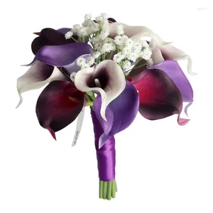 Decorative Flowers 50JC Wedding Bouquet For Bride Bridesmaid Calla-Lily Hand Artificial Tossing Flower Anniversary Bridal Shower