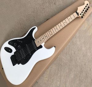 Vänsterhänt vit elektrisk gitarr med Floyd Rosemaple Fretboardwhite pickguardcan anpassas som begäran7244355