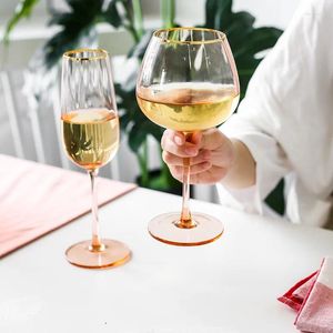 Bicchieri da vino creativa champagne oro in vetro brontolio rossa succo di succo di piede alto