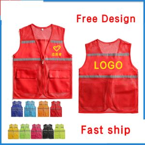 Clothing Breathable Multi Pocket Zipper Mesh Vests Security Men Woman Reflective Safety Vest Work Waistcoat Workwear Uniform Jacket