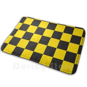 Mattor Svart och gul Libertarian ANCAP Checkerboard Chess Square Mönster HD Högkvalitativ online -butiksmatta