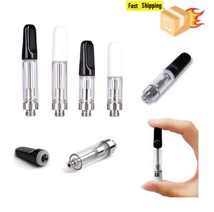 Ultra-Low Price USA Warehouse Atomizers Ceramic Coil Vape Catroner Tom Oil Tank 510 Tråd tjock olja 1,0 ml/0,5 ml Patron Glas Tank Vape Pen Grekland CA Thailand