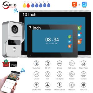 Intercom Tuya 1080p 7/10 cali Wi -Fi Intercom Touch Touch Screen bezprzewodowy film Doorbell Smart App Kit domowy dla systemu kontroli dostępu RFID