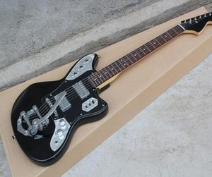 Hela anpassade nya Jaguar Electric Guitar Black Body Jazz Stor rocker String Stor fingerplatta inlay 9838259