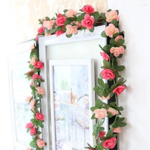 Fiori decorativi 8,2 piedi Ghirlanda artificiale Ghirlanda finta Vine Pink Flow Flows Appeding Plants per Wedding Home Garden Office