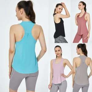 Tanques femininos esportes fitness rápido -coletes de colete yoga executando gelo seda lisa sem mangas t -shirt