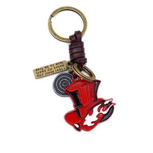 Keychains Lanyards Character Keychain Red Hat Mens Accessories Keyring Pendant llaveros Q240403