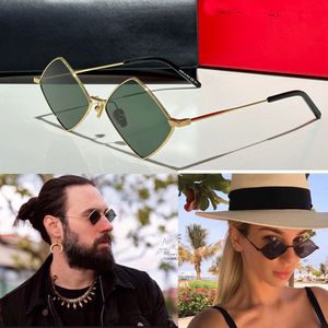 Tasarımcı moda metal çerçeve güneş gözlüğü elmas şekilli gözlük ultra açık ince kenarlı alaşım küçük gözlükleri tasarımcının lüks seksi minimalist modern stil sl302