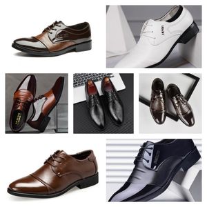 New Top Designer Multi style leather shoes, men's casual shoes, large-sized business dress shoes, pointed tie up wedding shoes