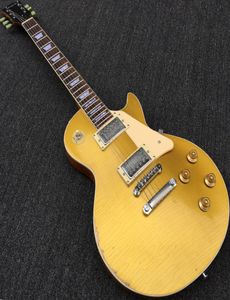 Loja personalizada 1959 idosos Goldtop Relic Gold Top Tone de guitarra de guitarra Pro Ponte de uma peça Cosço de pescoço Humbucker Pic3096561