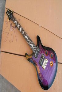 Private Stock SE Paul Allender Flamed Maple Top Purple Black Electric Guitar White MOP Bat Fingerboard Inlay Tremolo Bridge6703227