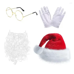 Berets Santa Suit Hat Beard Eyeglasses Gloves Set Po Props Christmas Party Coaplay Role Playing
