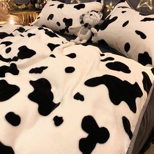 Bedding Defina o inverno de casal de inverno com leite de veludo leite de lã de lã de lã de quatro peças de flanela espessada tampa