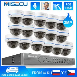 System Misecu 16CH 3MP POE Security Camera Camera System CCTV NVR KIT набор системы видеонаблюдения Vandalpor -Dome Dome Camer