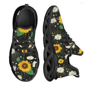 Lässige Schuhe Instantarts Sonnenblume Daisy Blumendruck flach 2024 Sport Running Sneaker Nicht-Schlupflip Langlebiger unten Teenager Mädchen