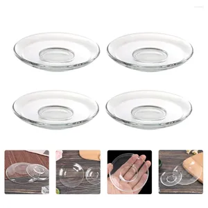 Vinglas 2/4st Plat Glass Dish Tea Cup Saucers Bowl Plates Mini Saucer Servering Appetizer Snacks efterrättar Rätter Liten kaffesallad Mugg