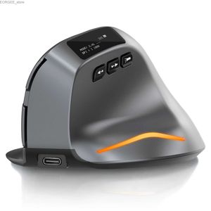 Möss Lefon Bluetooth Vertical Wireless Mouse Ergonomiskt utformad med OLED -skärm RGB USB Optical Charging Mouse Lämplig för PC -bärbar dator Gaming Y240407