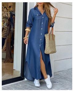 Plus Size Size Moda de estilo de camisa de moda Button Dress Ladies Casual Long Street Dressos Longe Home Maxi Mulheres Mulheres Designer Roupas Undefina 3772