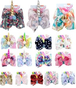 8インチJojo Bow Girl Hair Bows Flower Rainbow Mermaid Unicorn Design Girl Clippers Girls Hair Clips Hair Accessory7191183