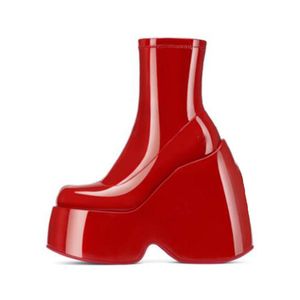 Thick-soled Platform Elastic Boots Wedge Heel Casual Side Zipper Silver Short Boots Large Size Boots for Women