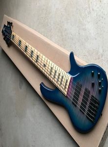 Factory Custom 6 Strings Blue and Purple Body Electric Bass Guitar con 2 pickup neri24 Fretsblack hardwareffer personalizzato1213476