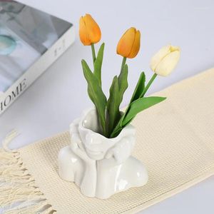 Vase Nordic Ins Style Bust Ceramic Vase Light Luxury Face Sculpture Living Room Decoration Bottle Home Decor