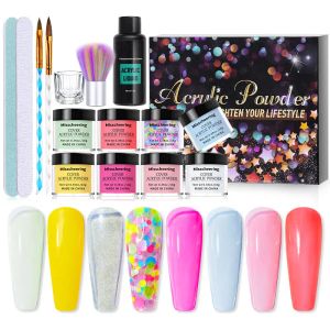 Polijsters pregos acrílico em pó de cristal de cristal líquido conjunto de glitter kit acrilicwhite clear unhech browwer unhas de extensão kit de ferramenta de extensão