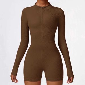 Damskie dresy na siłownię Zestaw treningowy Bodysuit Half Zip Zip Sipip Siamese Sportswear Kobiet Tracksuit Jej jednoczęściowy garnitur jogi J240103