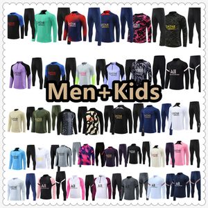 22 23 24 Tracksuit Soccer Jersey Shirt Mbappe Football Jerseys Training kostym Jacket 22 2023 2024 Chandal Futbol Survetement Foot Maillot de Men Kids Kit