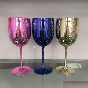 Kieliszki do wina złoty akryl moet szampan 480 ml Acrylics Cups Celebration Party Wedding Drinkware Chandon Glass Cup 16 unz Drop dostarczenie dh9vy