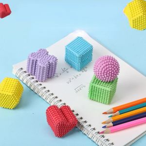 Eraser 6pieces/lådor Polygonal Kawaii Student Stationery School Office levererar mjuka barn Erasers för barnpennadenergi