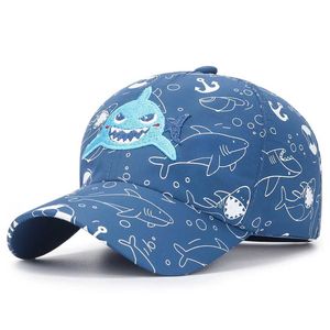 Top Caps Connectyle Kids Hafif Hızlı Kurutma Güneş şapkası Sevimli Köpekbalığı Tasarımı Ayarlanabilir Toddler Beyzbol Kapağı UV Koruma Erkek Kızlar Q240403