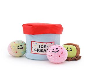 Coreia Sorve Cream Bucket Ball Set Set Plush Plush Plush Dog Toy com Funn8835888