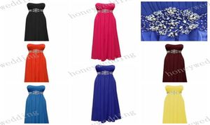 Brautjungfernkleider billig 14 Farben Perlen Schärpe Chiffon Brautjungfern Kleider Royal Blue Coral Purple Hochzeit Fromal Kleider4476359