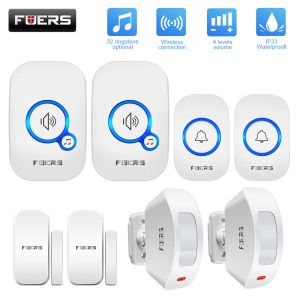 Campanelli Fuers M557 Smart Doorbell Set Pir Motion Benvenuto Sensore Porta Alarmante Wireless Ricevitore Pulsante