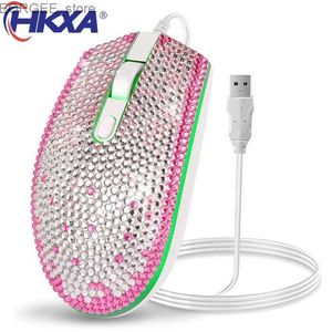 Möss Diamond Wired Gaming Mouse 1600 DPI Color Backlight Optical USB Computer Mouse Game Mouse Female Girl Pink Mouse PC Laptop Mouse Y240407