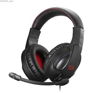 Mobiltelefonörlurar REDRAGON H211 Cronus White Wired Gaming Headset Stereo Surround Sound Noise-Canceling Microphone Dynamic RGB Backlight Y240407