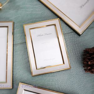 Frame Metal Photo Frame Golden Border Rose Gold Aluminum Grass Picture Frame Desktop Crafts Ornaments Wedding Accessories Photo Stand