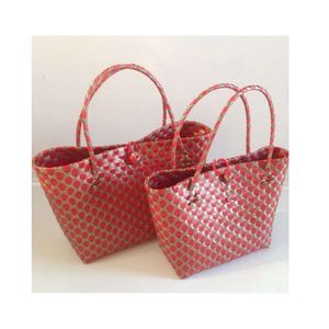 Sacchetto di plastica/ Donne da donna personalizzata PVC TOTE BAM/ Stripe intrecciato Clear Transparent Beach Bag 99GD