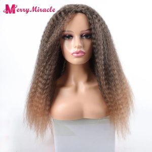 Long Kinky Curly Ombre Color Synthetic S For Black Women Blond Ginger White Hair Afro 240327