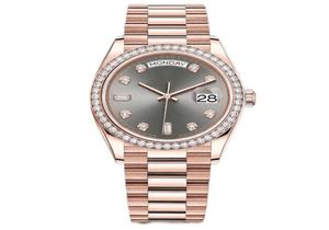 Oglądaj Women Diamond Watches Classic 41 mm Automatyczny podwójny kalendarz 904L Stal nierdzewna różowa bransoletka Sapphire Waterproof7686488