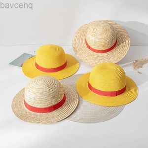 Шляпа шляпы широких краев ковша шляпы Luffy Hat Women Women Strail Hat Performance Animation Cosplay Sun Accessories Accessories Шляпа Summ Sun Strape Hat для женщин 240407