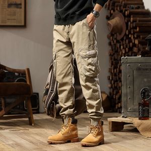 2024 Spring New Men's Flip Saco Torne os pés High Street Machine Wind Work Pants Long Pants Casual Fashion