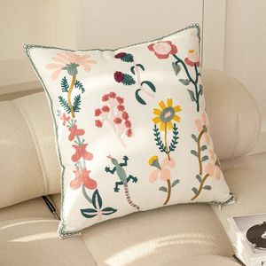 Chic Floral Geometric Cushion Cover 45x45cm Embroidery Throw Pillow for Living Room Soft Case Sofa Decor 240325