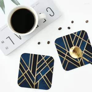 Bord Mats Art Deco Midnight Coasters PVC Leather Placemats Non-Slip Isolation Coffee for Decor Home Kitchen Dining Pads Set of 4