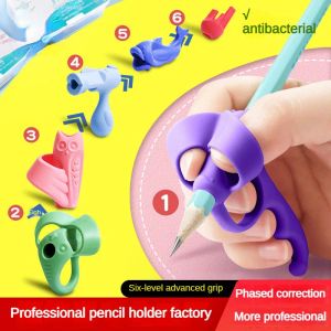 GRIPS 4/6PCS Soft Silica Pencil GRASP Finger Gel Pen Grips Children Writing Training Correction Tool Pennor Holding For Kids Gifts 2023