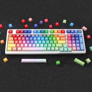 Клавицы аксессуаров 133pcs Rainbow Keycaps xda Полный набор клавиш Dyesubbed Толстый PBT для игровой механической клавиатуры