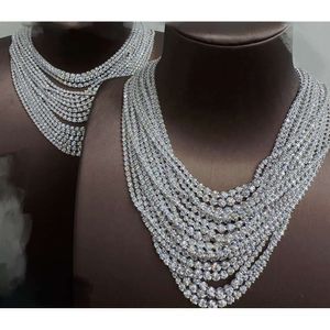 Fashion Fine Link Catena Full IJ Solid Gold Tennis Collana Donne Natural Diamond Set Jewelry