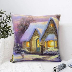 Pillow Winter Snow Scene Carriage Throw Case Merry Christmas And Happy Year Santa Claus Elk Snowflake Hug Pillowcase